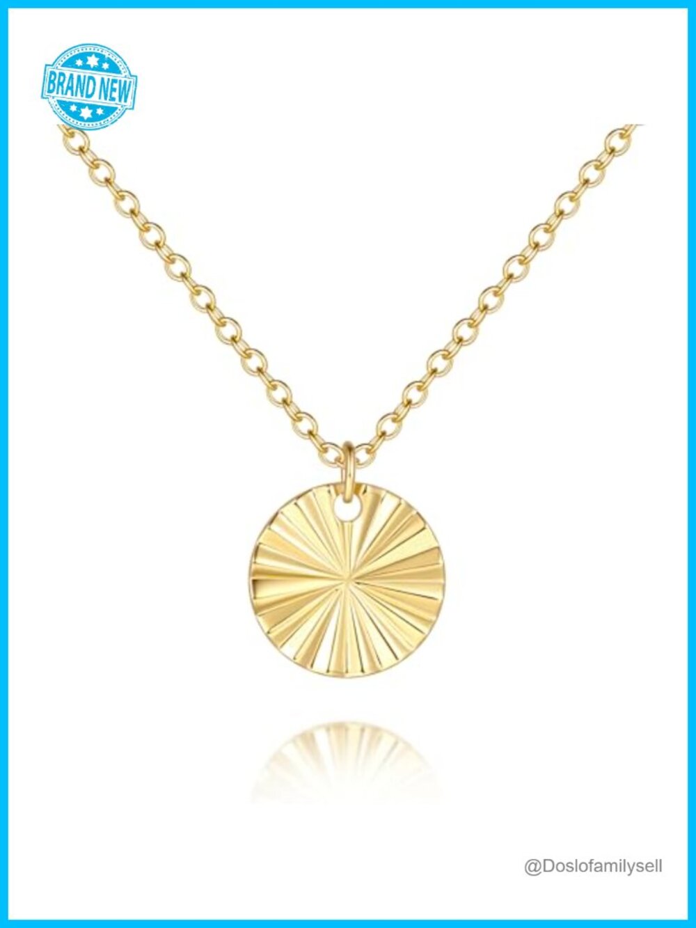 14K Gold Plated Pendant Necklace Dainty Coin Medallion Layering